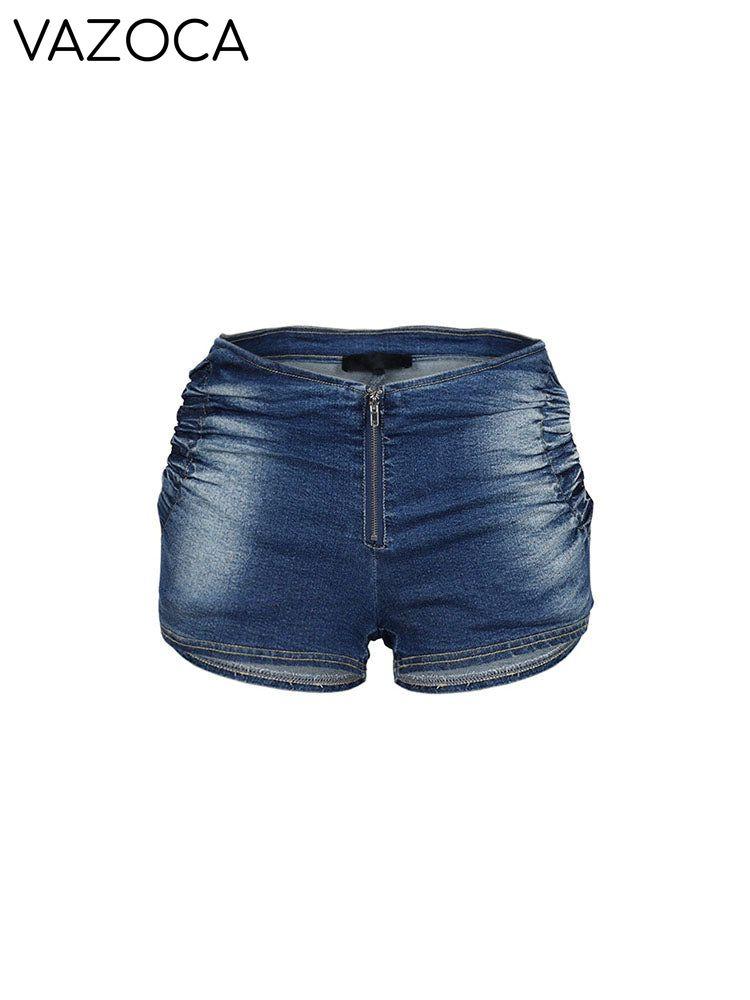 Ruched Denim Top & Shorts Set