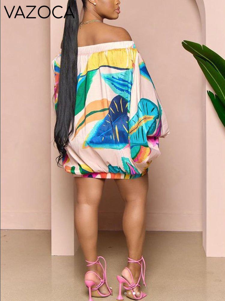 Off Shoulder Puff Sleeve Mini Dress