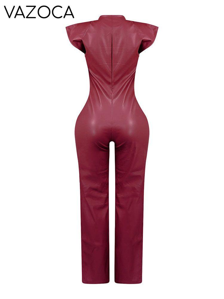PU Button Down Jumpsuit
