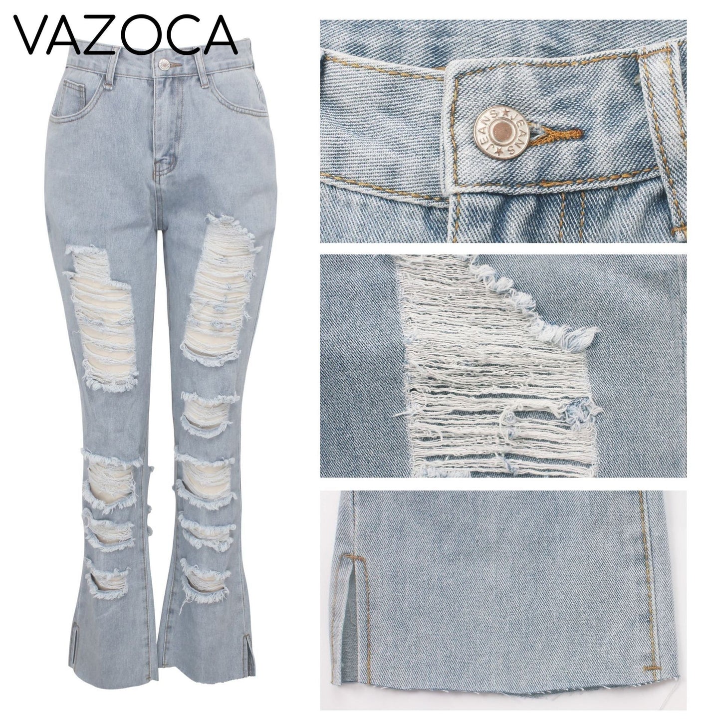 Distressed Side-Slit Jeans--Clearance