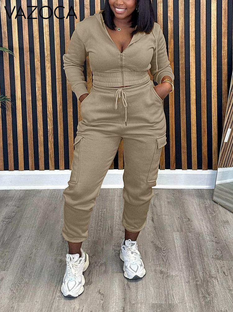 Crop Hoodie Jogger Set