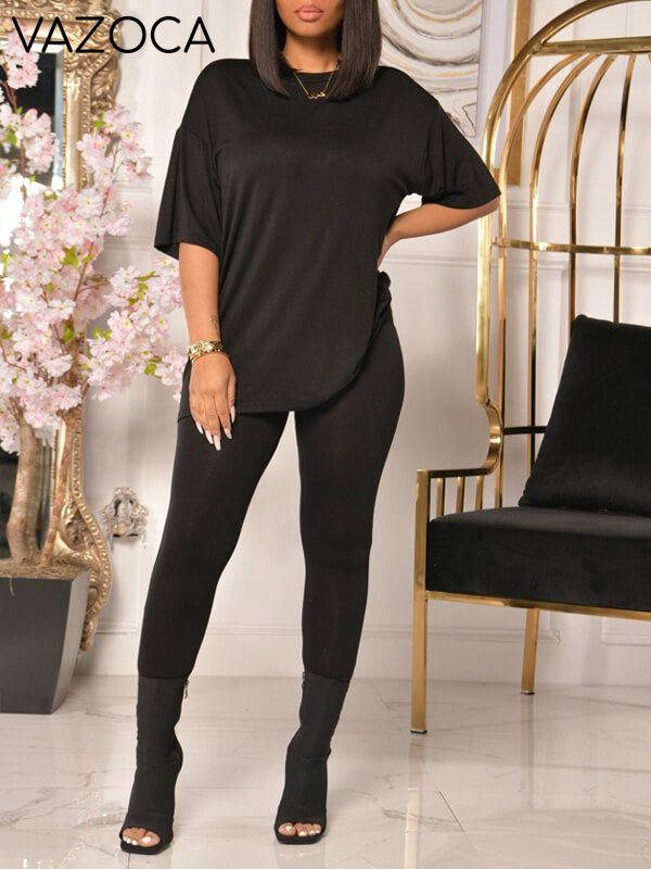 Solid Tee & Pants Set