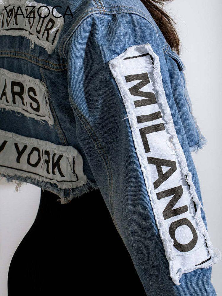 Letter Print Denim Jacket