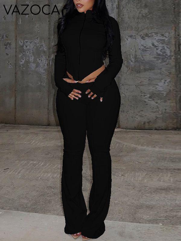 Solid Zip Top & Pants Set