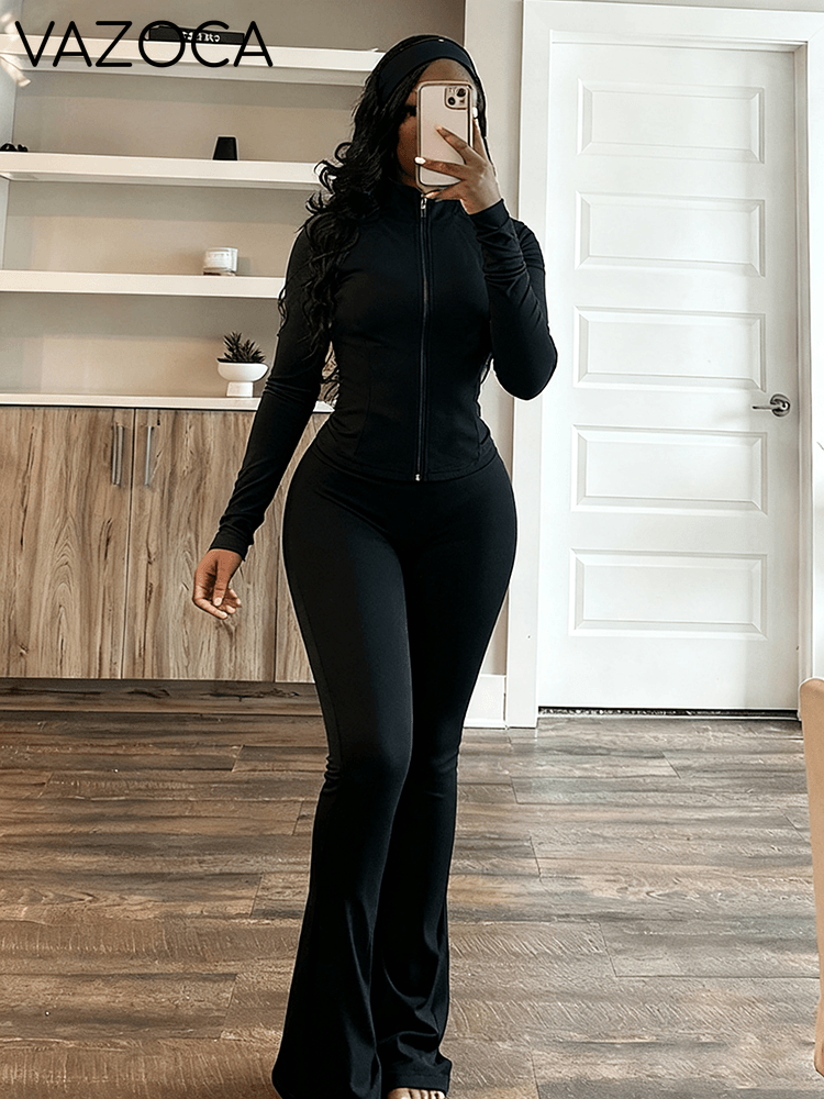 Sculpt Jacket & Flare Pants Set With Headband