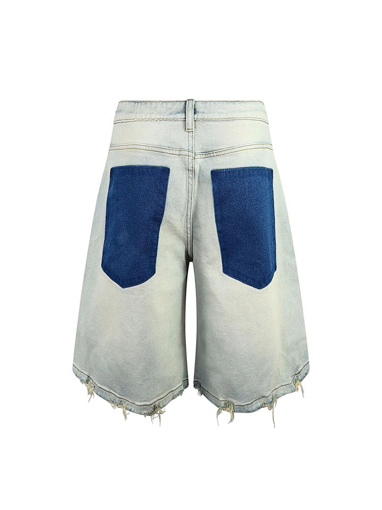 Denim Distressed Bermuda Shorts