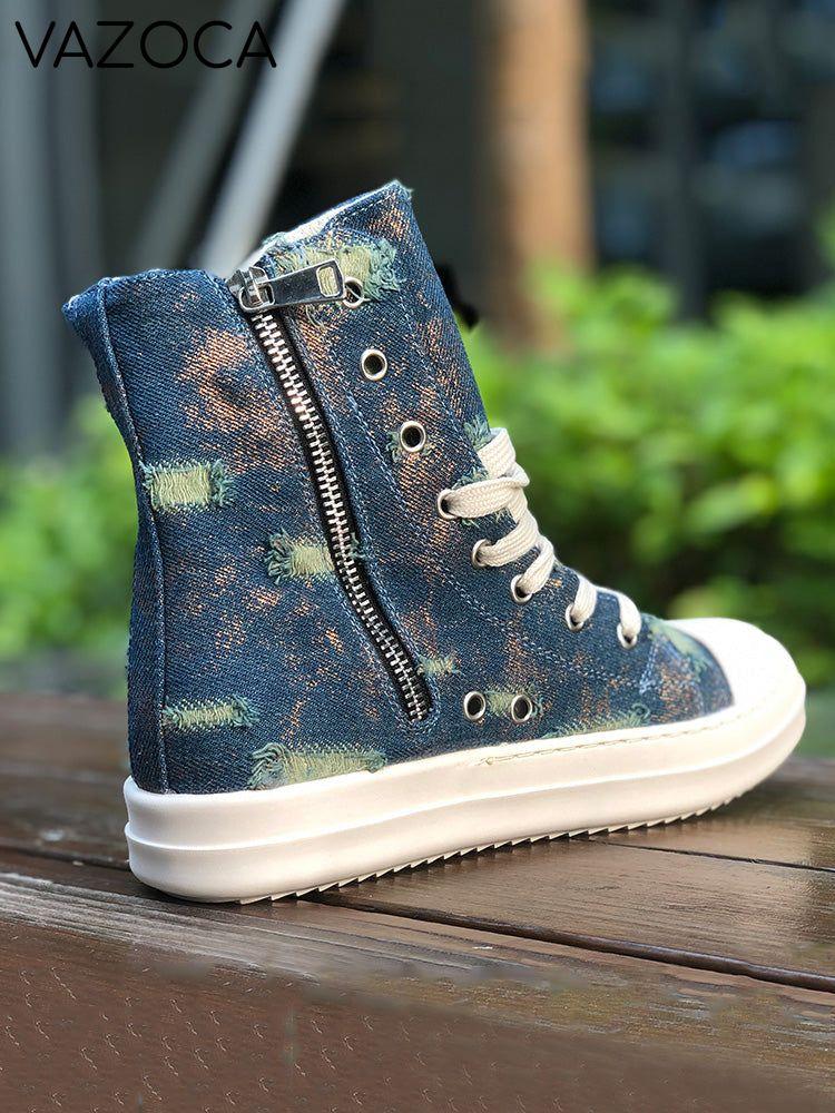 Denim High-Top Sneakers