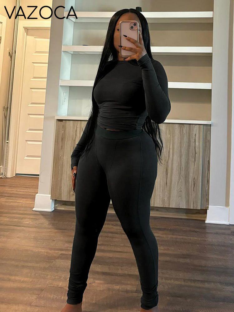Basic Loungewear Crop Top & Leggings Set