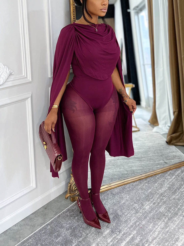 Goddess Draped Cape Bodysuit