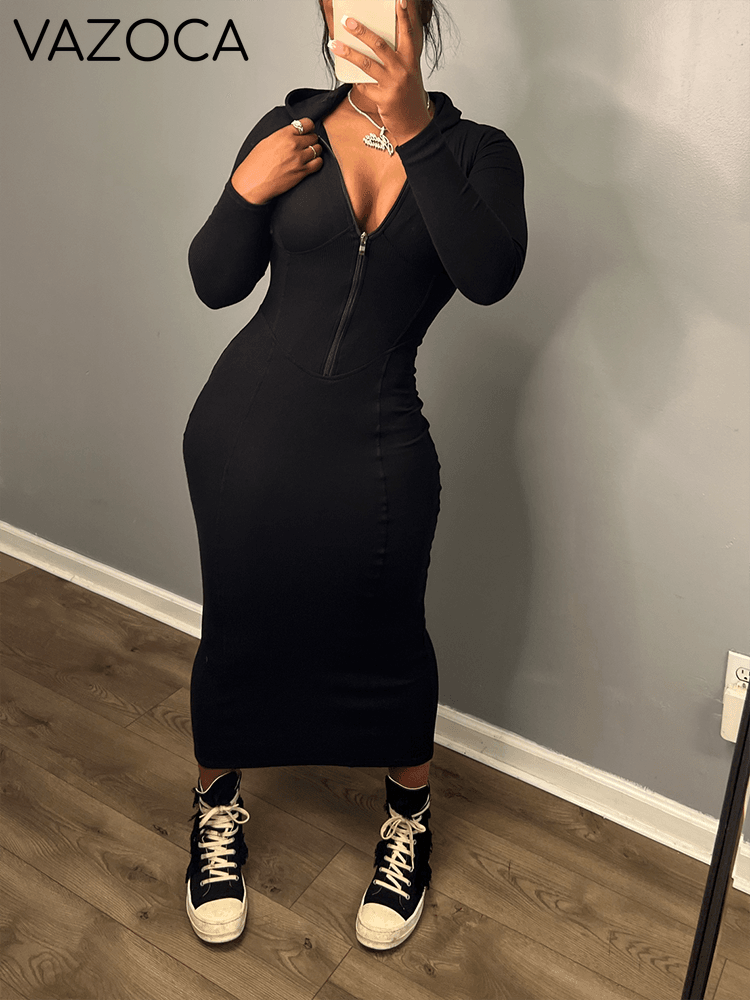 Hoodie Zip Bodycon Dress