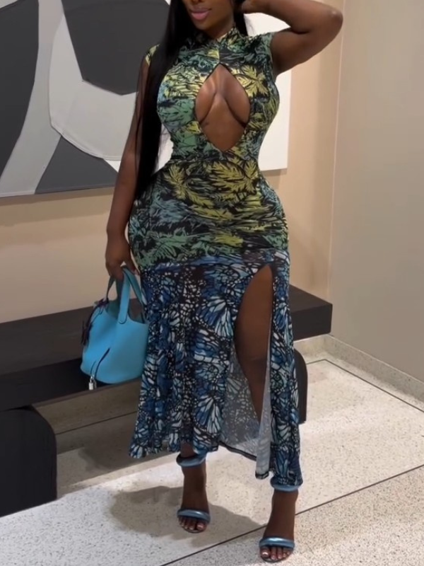 Printed Cut-out Dress