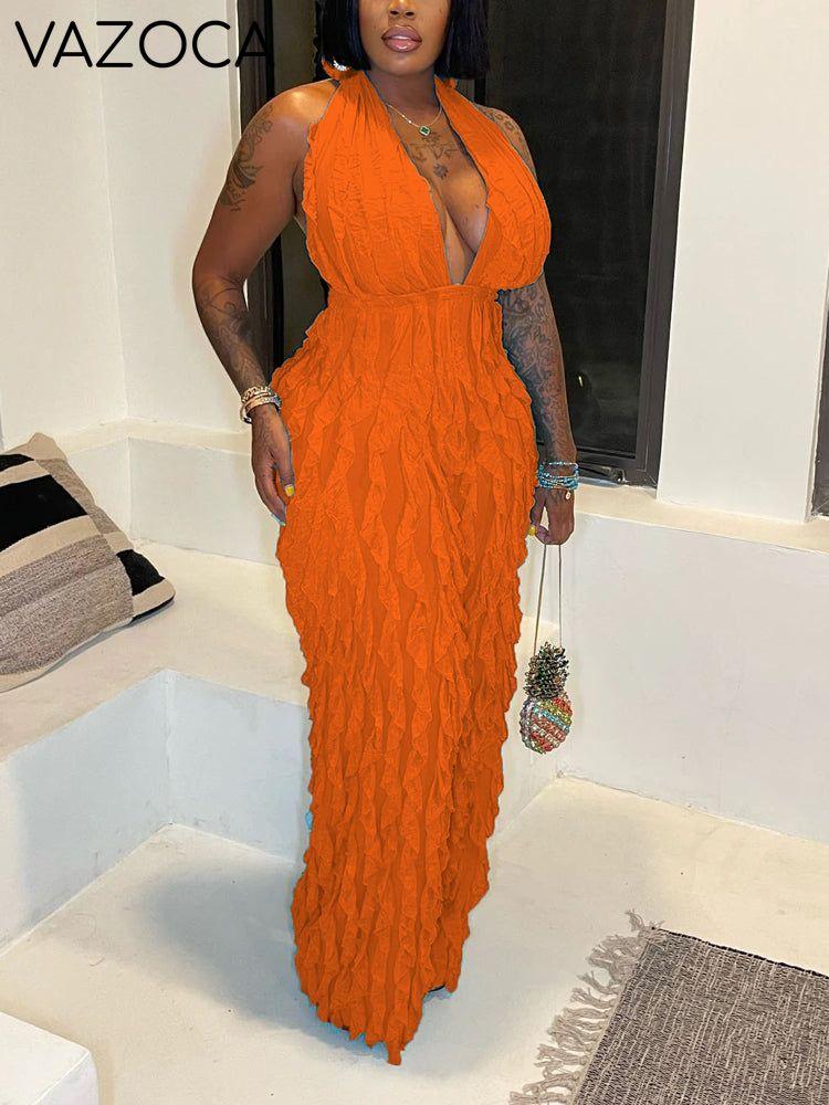 Halter V Neck Fringe Jumpsuit