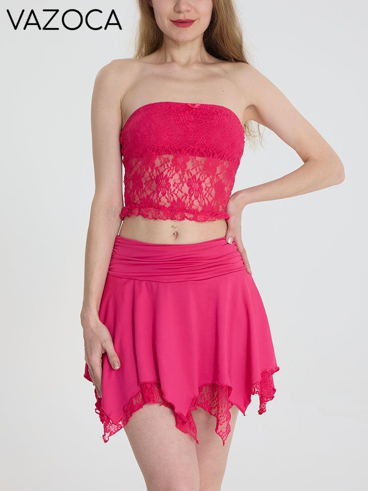 Lace Tube Top Layered Skirt Set