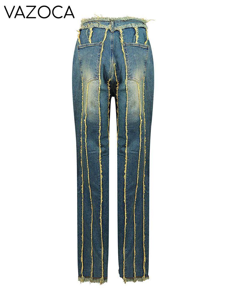 Frayed Trim Vintage Wash Jeans