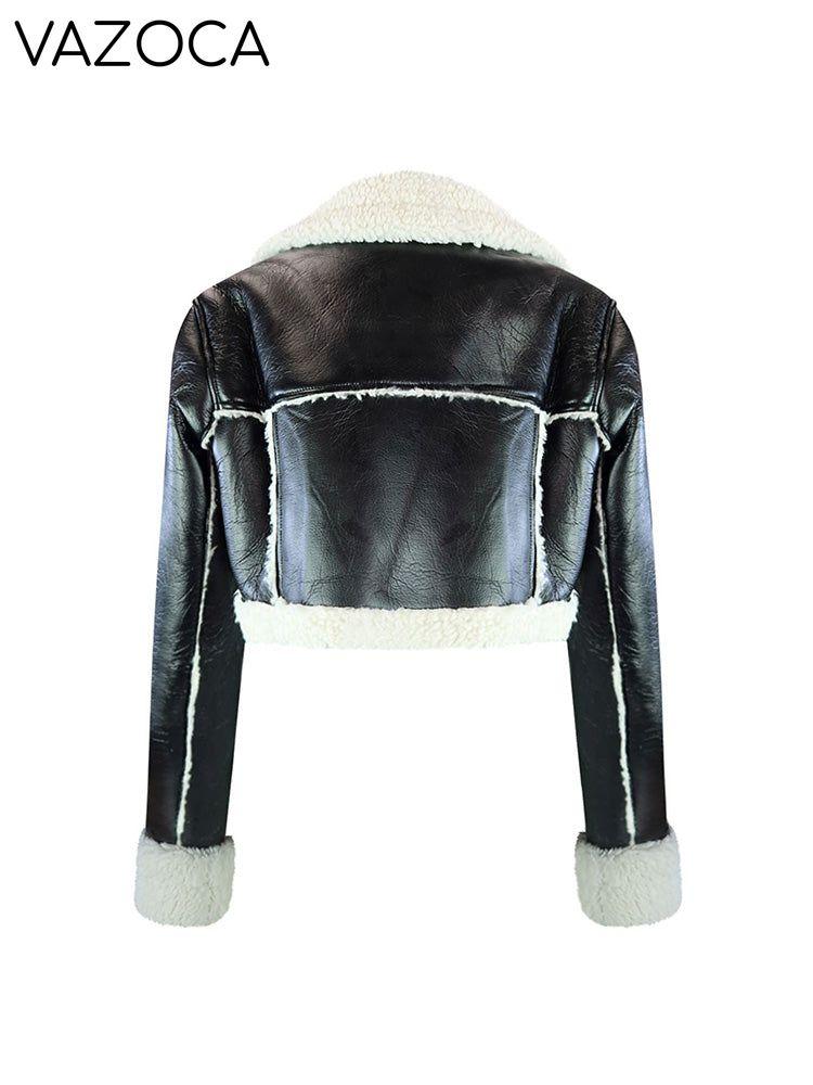 Faux Fur Lined Cropped Leather Jacket