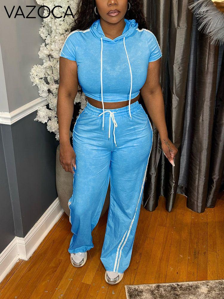 Washed Crop Hoodie & Wide Pants Set