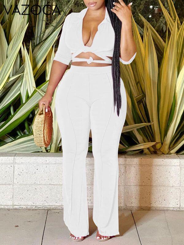 Solid Tied Shirt & Pants Set