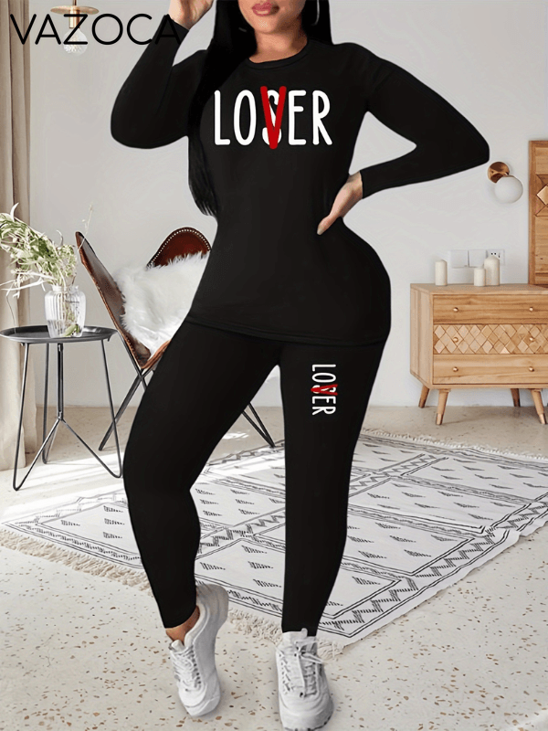 Letter Print Two-Piece Set