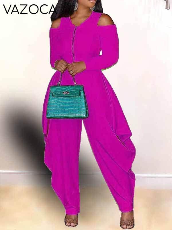 Cold-Shoulder Zip-Front Jumpsuit