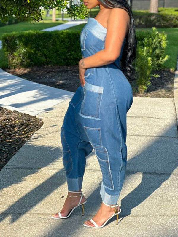 Morchique Strapless Denim Jumpsuit