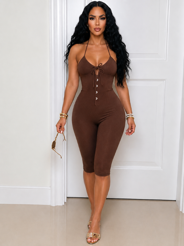 Halter Corset Capri Jumpsuit