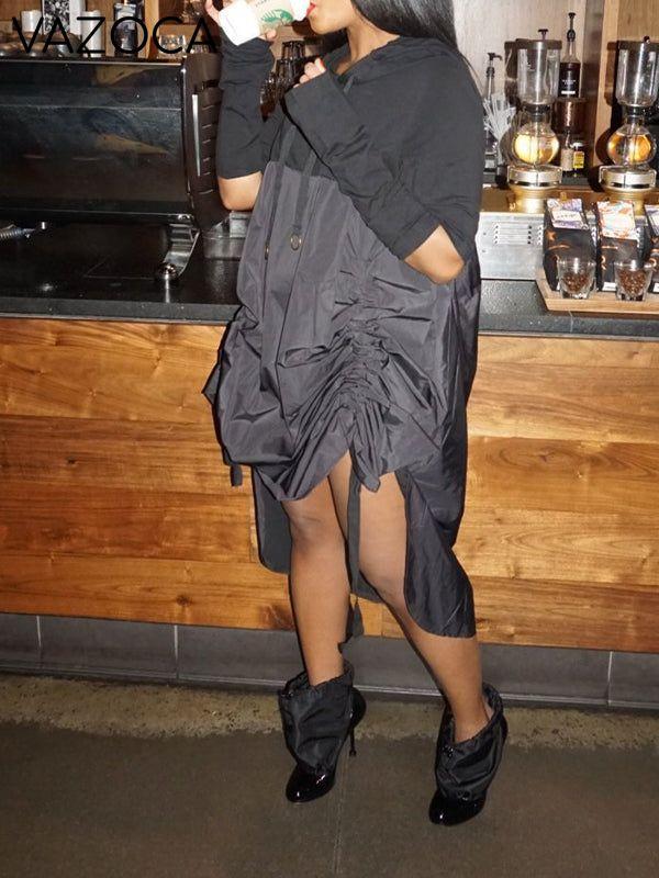 Drawstring Combo Hoodie Dress