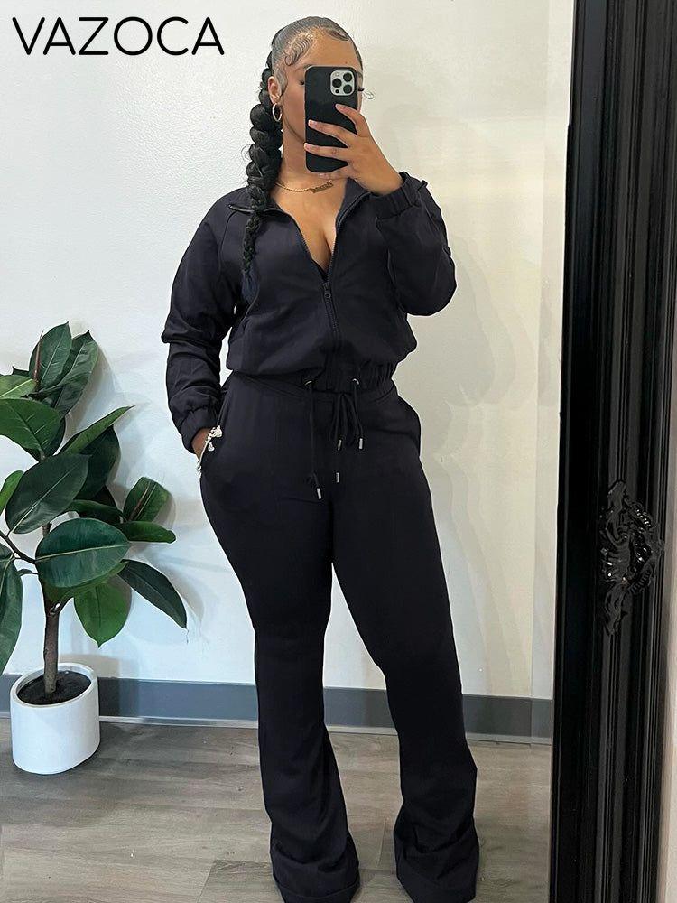 Comfy Zip-Up Jacket & Flare Pants Set
