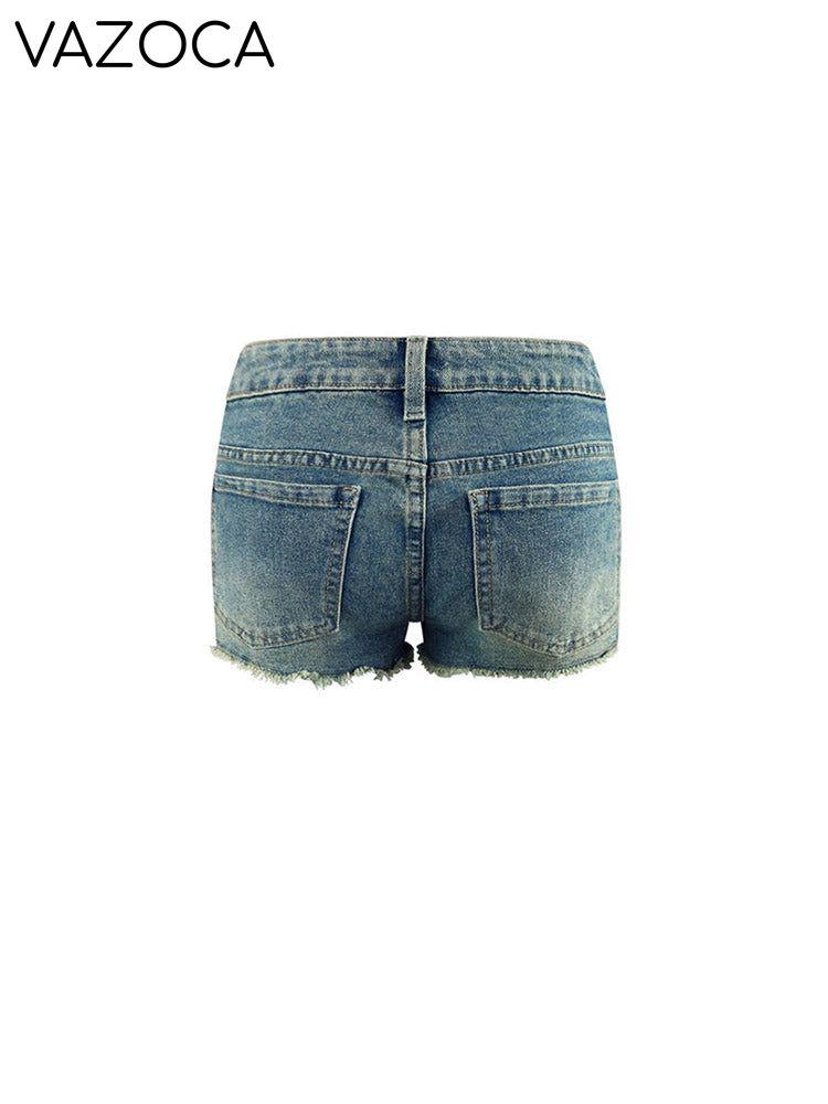 Lace Up Denim Shorts