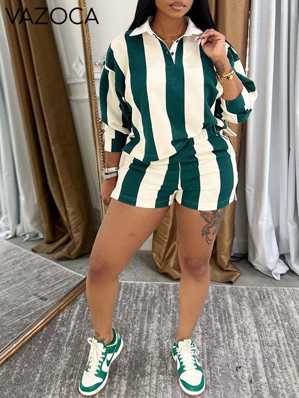 Morchique Stripe Polo Tee & Shorts Set