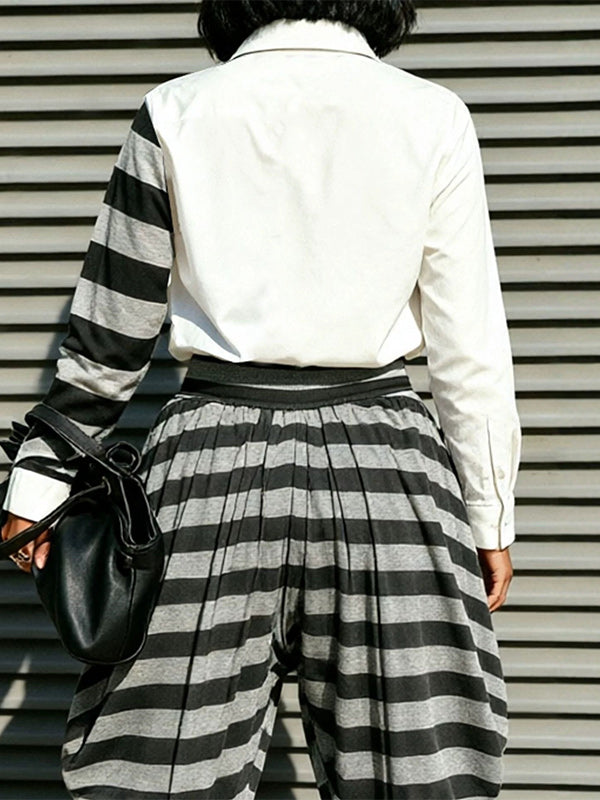 Stripe Shirt & Harem Pants Set