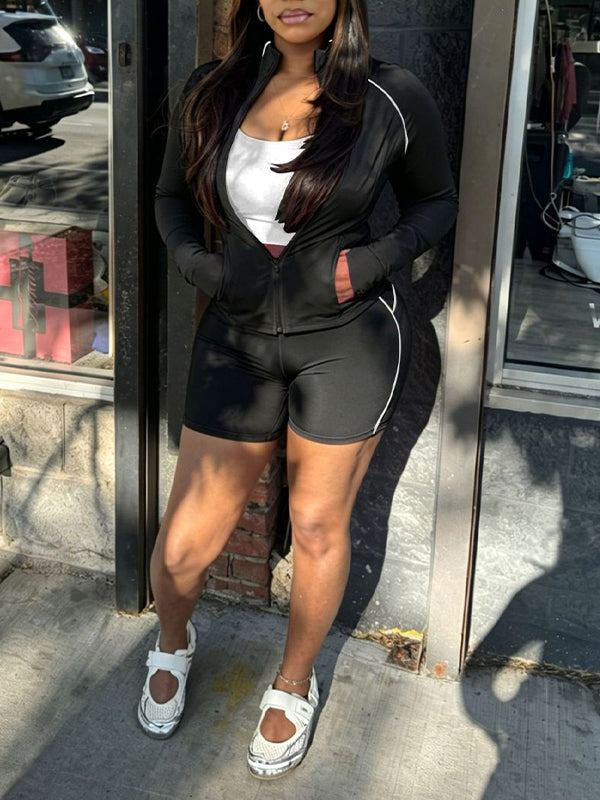 Solid Sporty 2PC Shorts Set