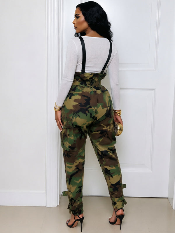 Camo High-Waist Cargo Overalls