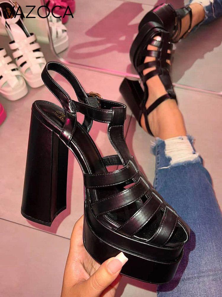 Braid Platform Chunky Heel Sandals