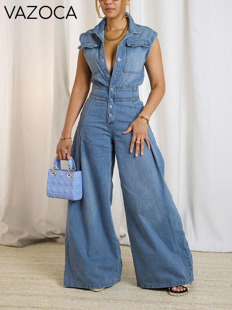 Sleeveless Denim Jumpsuit