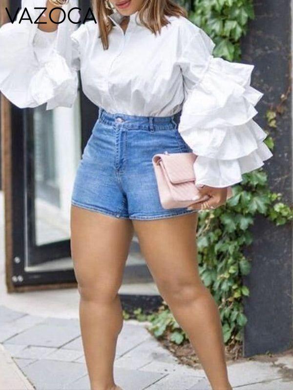 Solid Tiered-Sleeve Shirt