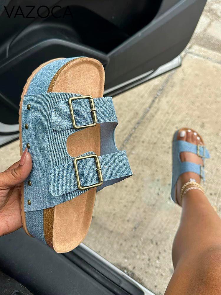Double Buckle Strap Platform Sandals