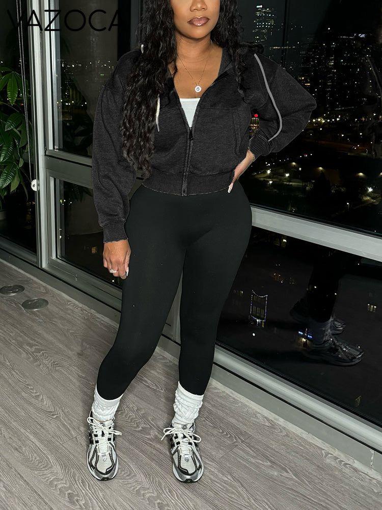 Washed Hooded Jacket & Leggings Set