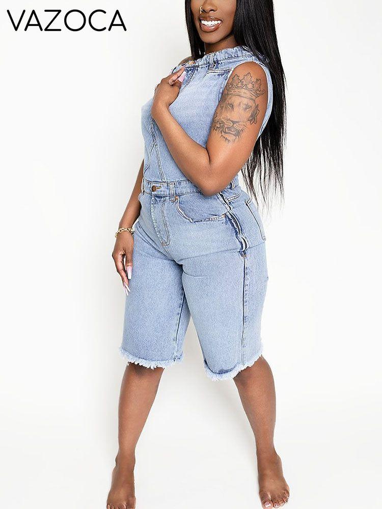 Asymmetric Off-Shoulder Denim Jumpsuit
