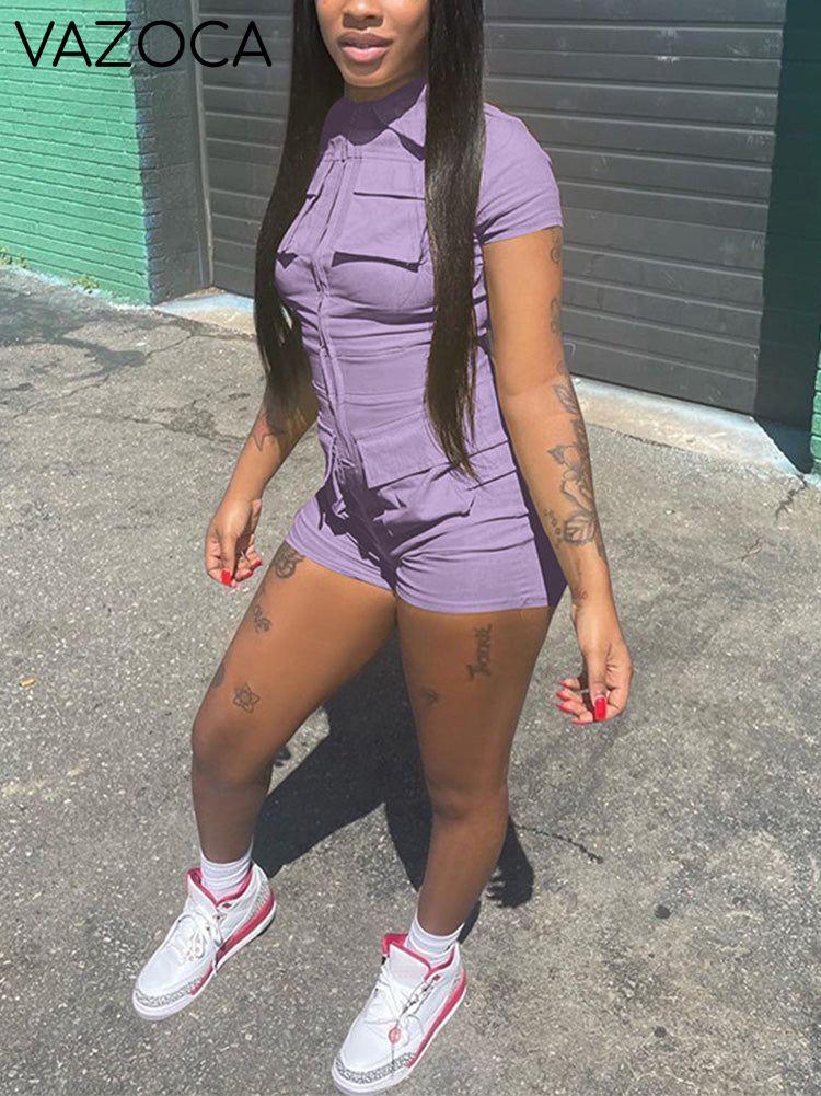 Zip Up Cargo Romper