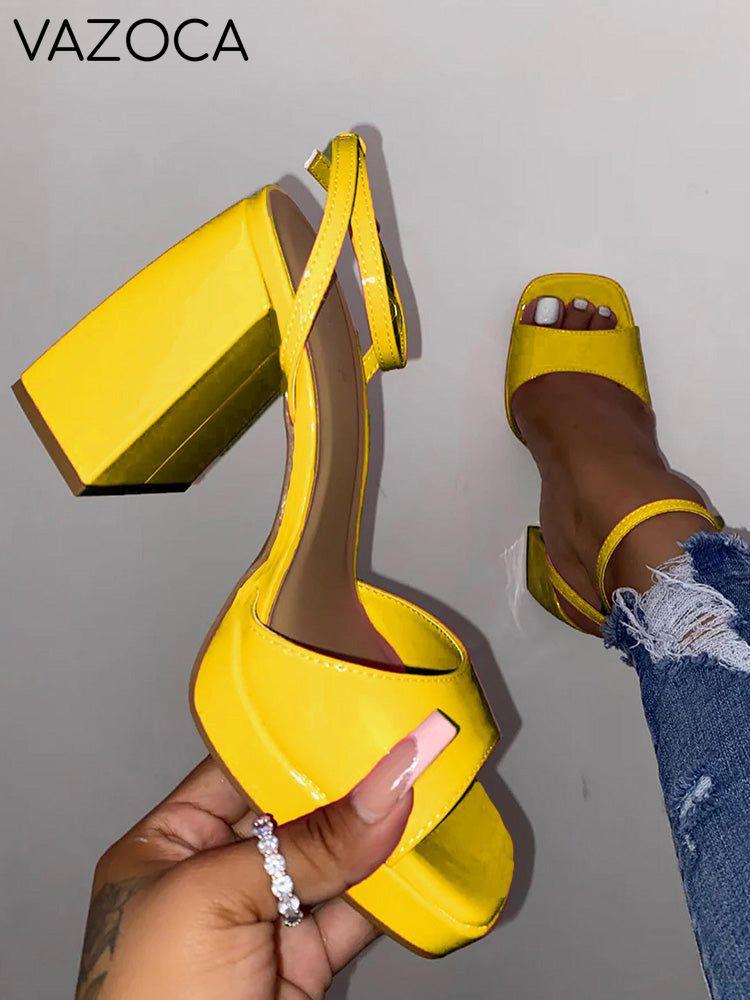 Leather Chunky Heel Sandals