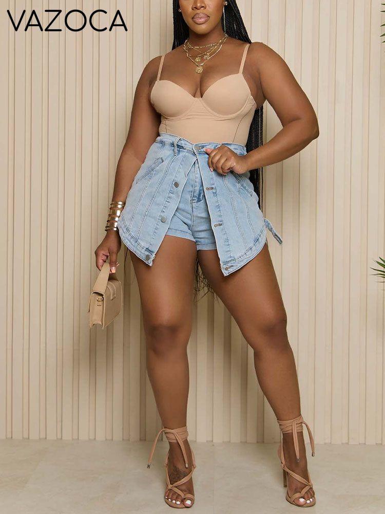 Button Denim Shorts