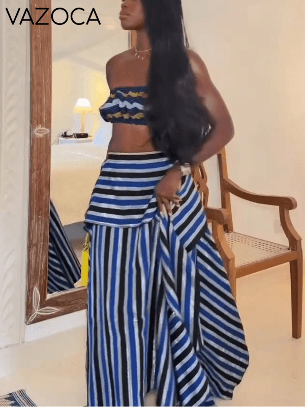 Asymmetric Striped Skirt