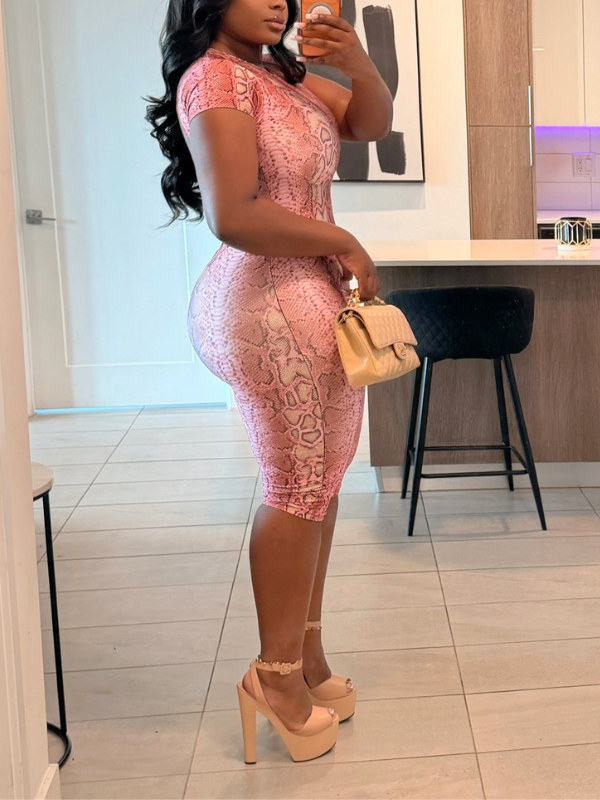 Snake-Print Open-Back Romper