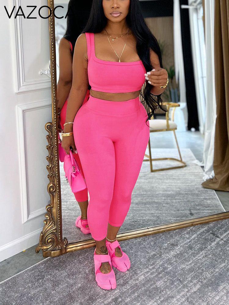 Ribbed Crop Top and Leggings Set
