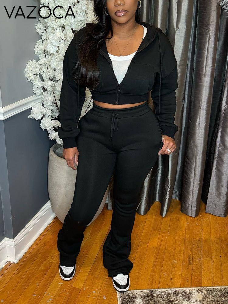 Basic Hoodie Extended Pants Set