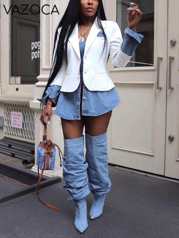 Denim Patchwork Blazer