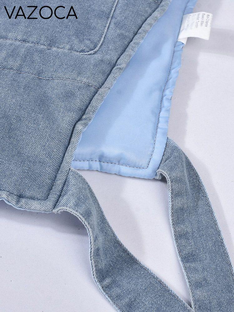 Denim Hooded Puffer Vest