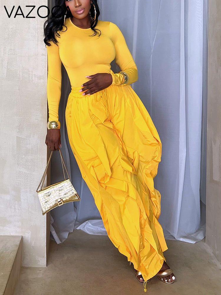 Sleek Top & Windbreaker Pleated Pants Set