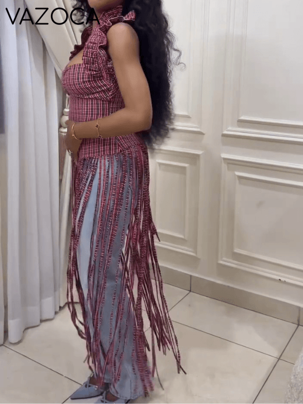 Fringe Halter Tunic Top