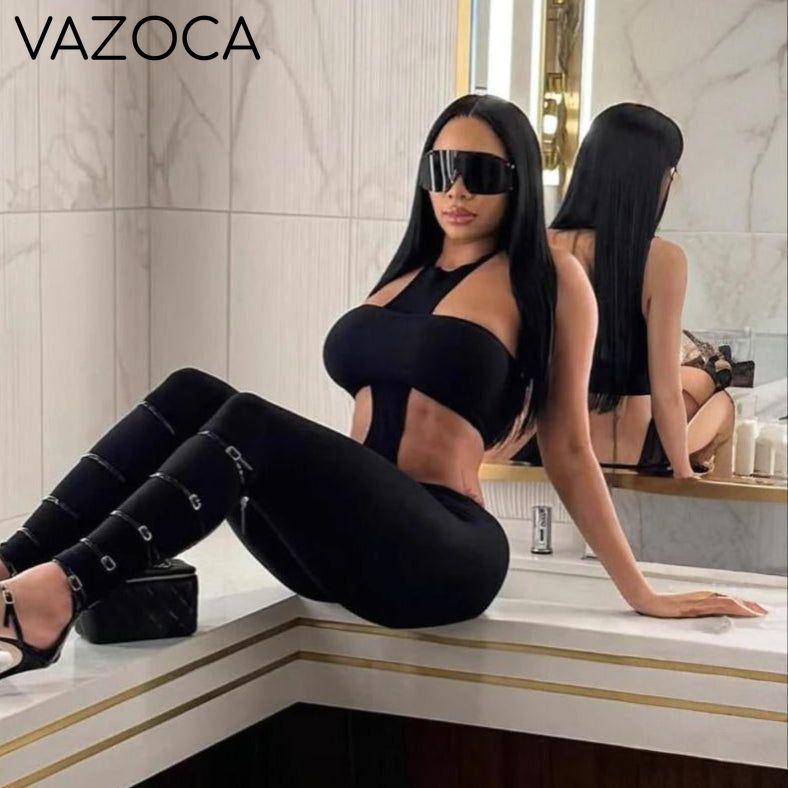 Layered Halter Strapless Jumpsuit Set